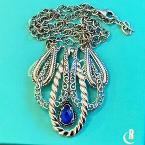 Carolyn Pollack Relios Silver Rope Style Necklace Lapis Lazuli Charm EnhancerNEW